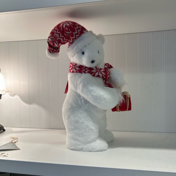 Festive White Polar Bear with Red Accents - Picture 7 of 9